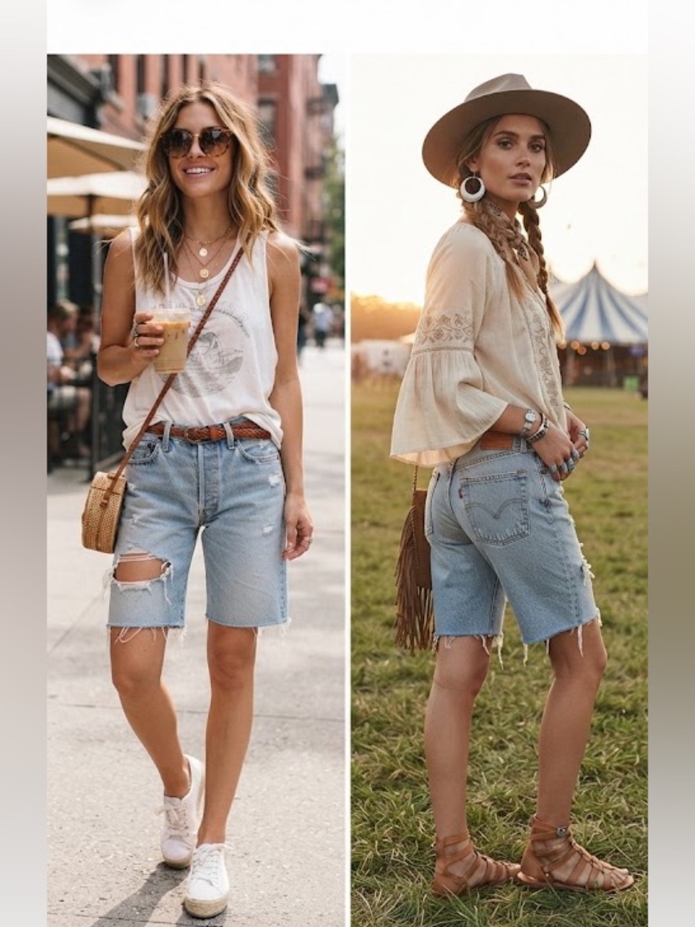 Levi’s destressed jean shorts